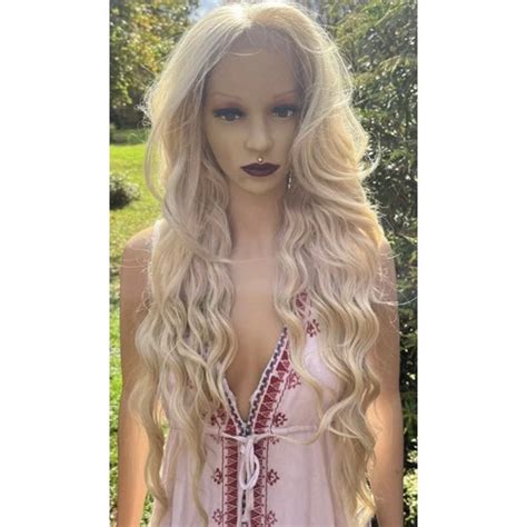 Platinum Blonde Lace Front Wig 613 Synthetic Curly 13x6 Etsy