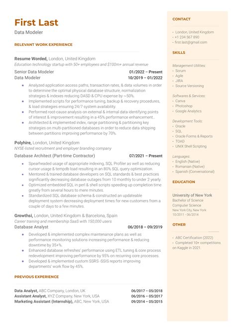 Big Data Cv Examples For Resume Worded