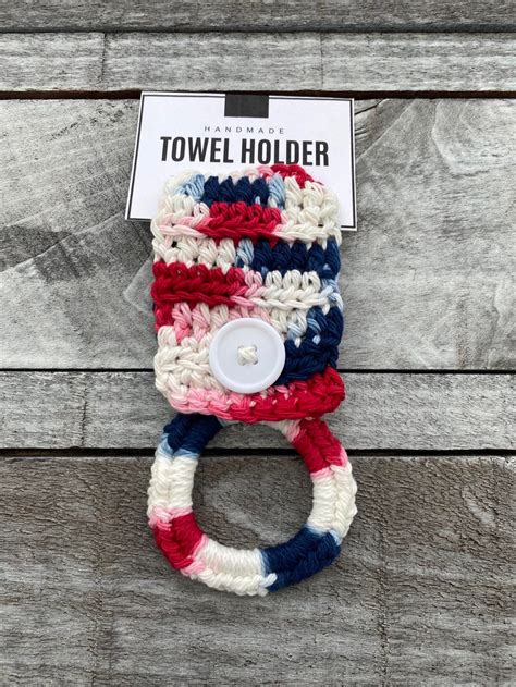 Red White Blue Crochet Towel Holders Kitchen Towel Holders Crochet