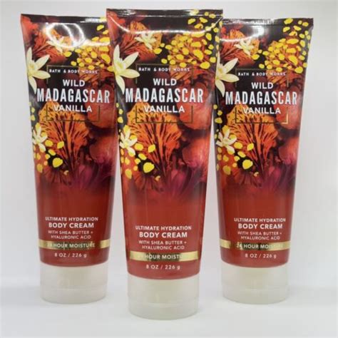 Bath And Body Works Wild Madagascar Vanilla Body Cream 8oz New Set Of 3