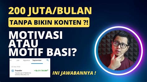 Juta Bulan Tanpa Bikin Konten Motivasi Atau Motif Basi Cara