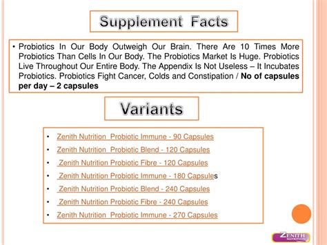 Ppt Zenith Nutrition Probiotics Powerpoint Presentation Free