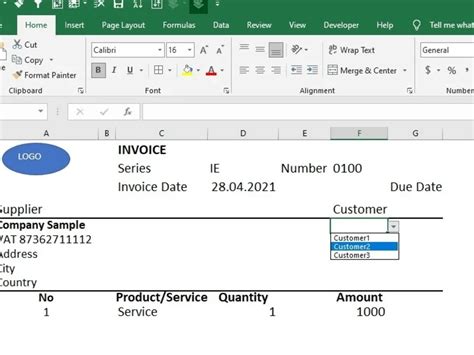 An Excel Invoice Template Upwork