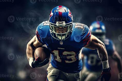 Portrait American Football Player Holding The Ball Ai Generative