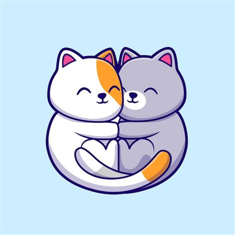 Nettes Paar Katze Umarmung Karikatur Vektor Symbol Illustration