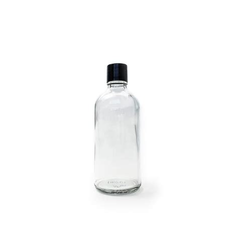 100ml Clear Glass Bottle With Black Cap Raw Essentials