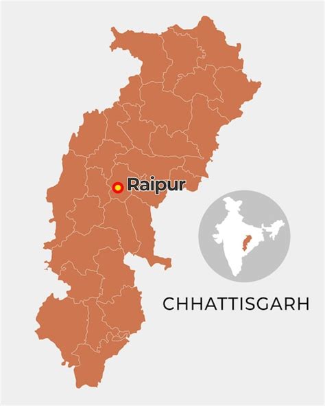 Premium Vector Chhattisgarh Locator Map Showing District And Its Capital