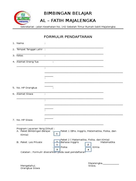 Detail Contoh Formulir Sekolah Koleksi Nomer