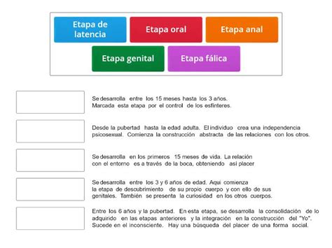 Desarrollo psico sexual social según Freud Match up