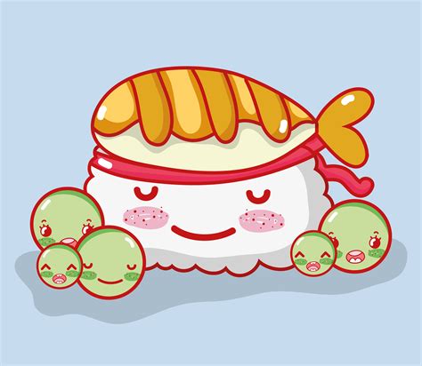 Sushi cute kawaii cartoon 624734 Vector Art at Vecteezy