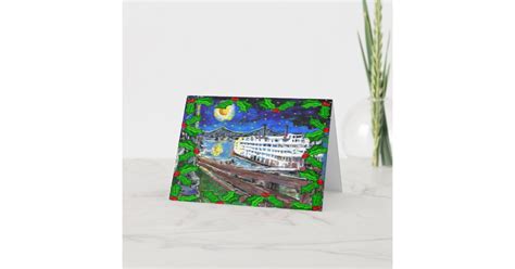 River Boat Christmas Card Zazzle