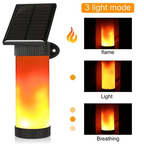 Waterproof Solar Power Fire Flame Wall Light Led Flickering Door Garden