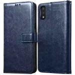 Buy Clickaway Blue Faux Leather Back Case Cover For Samsung Galaxy M