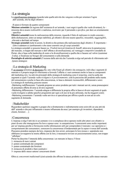 Marketing Teoria La Strategia La Pianificazione Strategica Riguarda