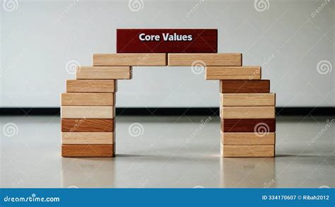 Wooden Blocks Structure Gate With Text Word Phrase Core Values Stock