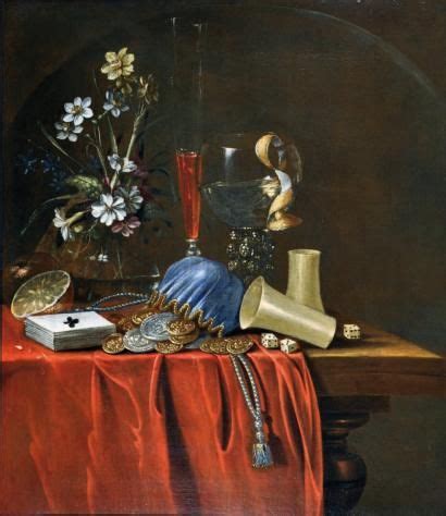 Ecole Hollandaise Du Xvii Me Si Cle Nature Morte Aux Jeux Bouquet De