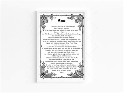 Creed Printable Prayer Nicene Creed Wall Art Digital Download Etsy