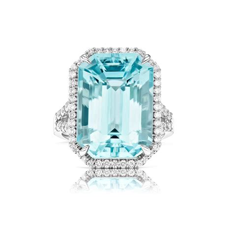 Кольцо с аквамарином 12.97 ct белое золото купить, стоимость по запросу