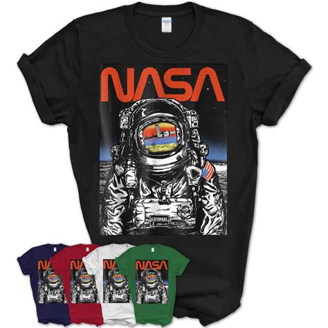 Nasa Astronaut Moon Reflection Vintage Retro Graphic T Shirt Teezou Store