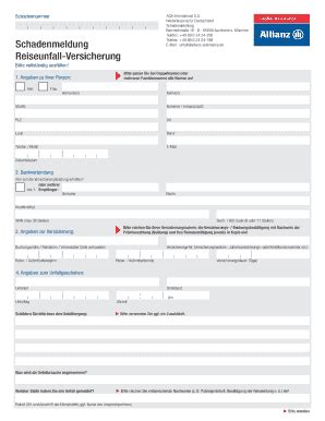 Ausf Llbar Online Allianz Reiseversicherung Schadenformular Reiseunfall