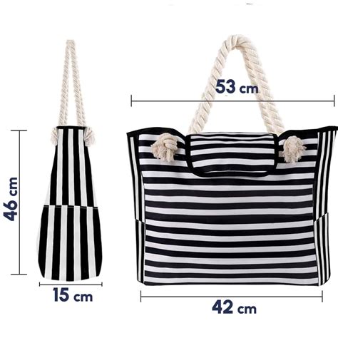 Sac De Plage En Toile Noir Et Blanc Marinera