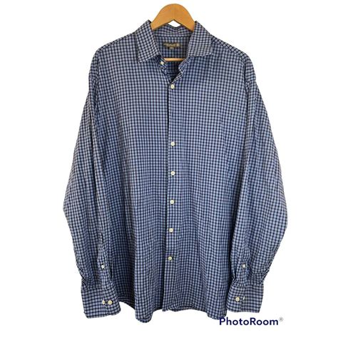 Peter Millar Peter Millar Summer Comfort XXL Blue Check Long Sleeve ...