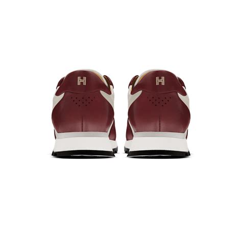 Burgundroter Und Off White Sneaker Aus Kalbsleder