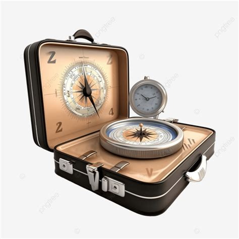 Passport Suitcase And Compass 3d Illustration Map Compass Navigation