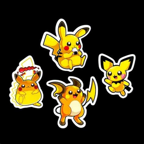 Pikachu Evolution Sticker Set Of Pichu Pikachu Raichu Pikachu Vmax