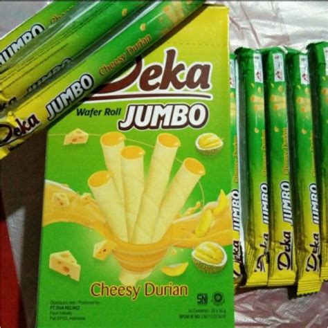 Jual Deka Wafer Roll JOMBO Cheesy Durian Harga 1 Box Isi 20pics 16g