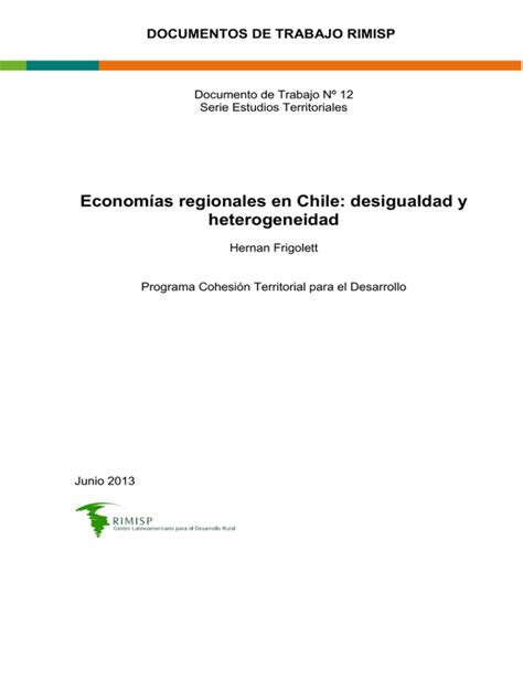 Economías Regionales En Chile Desigualdad Y