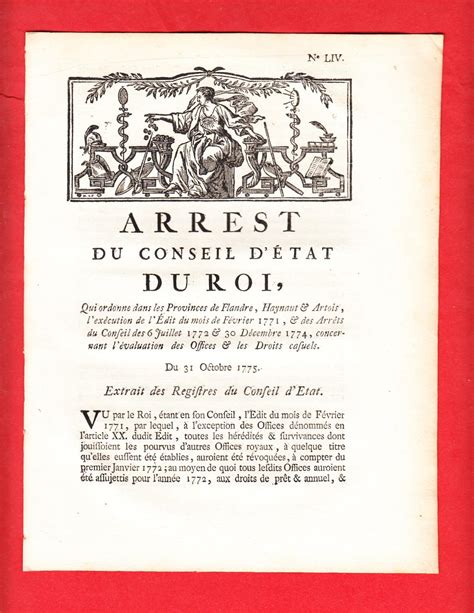 Arrest Du Conseil D Tat Du Roi Qui Ordonne Dans Les Provinces De