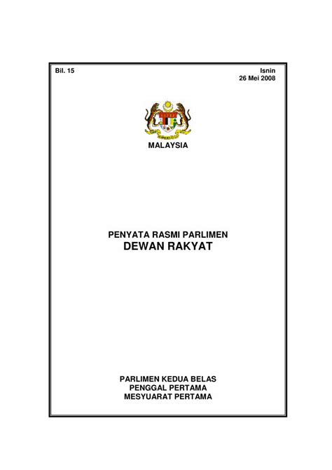 Pdf Penyata Rasmi Parlimen Dewan Rakyat Diterbitkan Oleh Cawangan