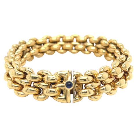 Italian Chunky Chain With Sapphire Clasp Bracelet K Yellow Gold For