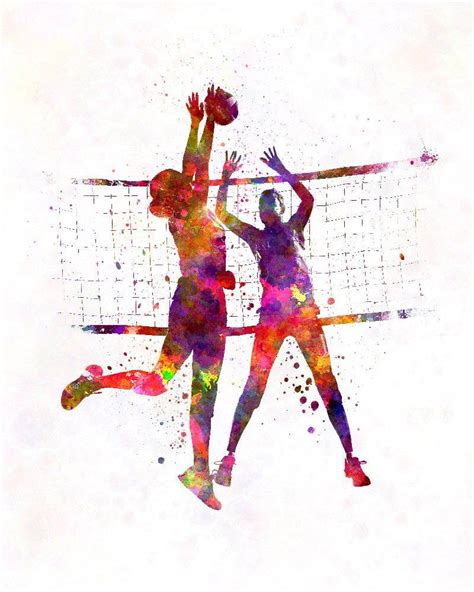 Women Volleyball Player In Watercolor Poster Watercolor Wall Art