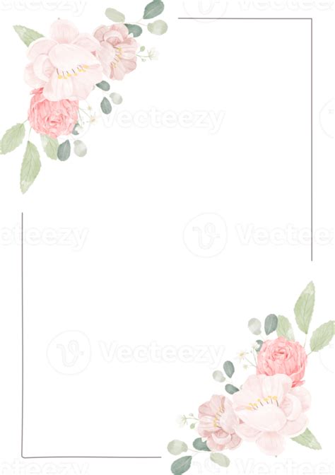 Pink Rose And Peony Flower Bouquet Wreath With Frame 11461287 Png