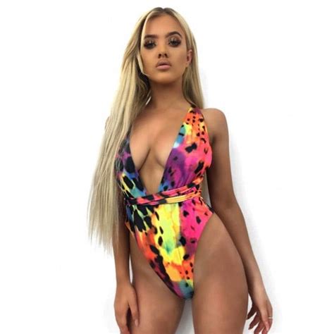 One Piece Bandage Leopard Monokini Bikini Women Deep V Neck Swimwear Swimsuit Bathing Suit