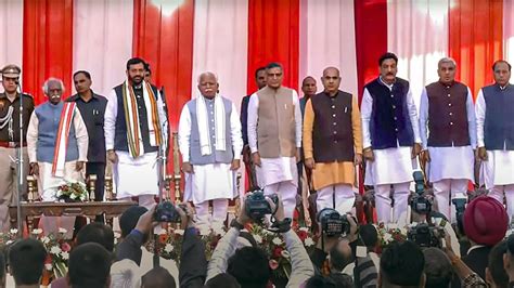 Bjps Nayab Saini Sworn In As Haryana Cm 5 Others Take Oath As