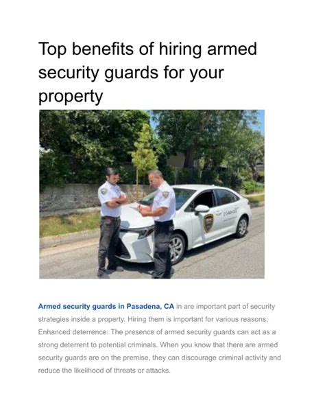 Ppt Top Benefits Of Hiring Armed Security Guards For Your Property