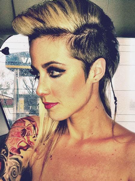 Carah Faye Charnow Straight Golden Blonde Pompadour Side Part Undercut Hairstyle Steal Her Style
