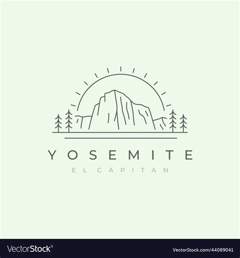 Yosemite National Park Line Art Logo El Capitan Vector Image