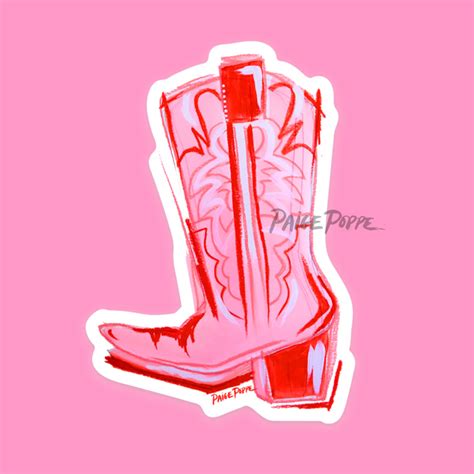 Pink Cowgirl Boot Sticker Paige Poppe Art