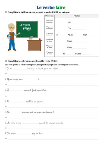 French Le Verbe Faire The Verb To Do In French Conjugation 20 Sentences Teaching