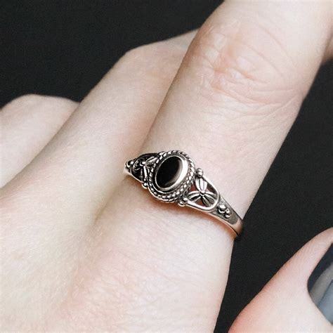 Detailed Black Onyx Sterling Silver Ring By RegalRose