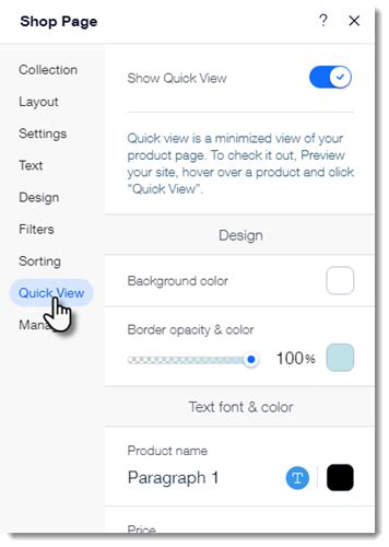 Wix Stores Customizing The Quick View In The Product Gallery Help