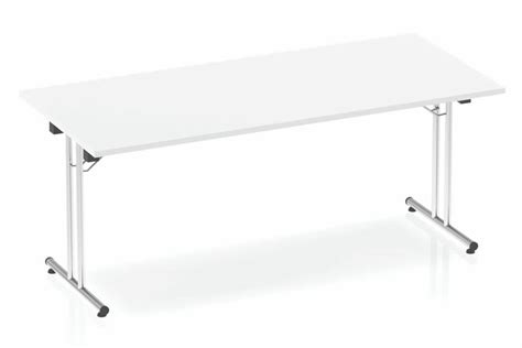 White Folding Rectangular Meeting Table - Steel Base - Polar White