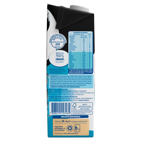 Leite UHT Desnatado Zero Lactose Molico Proteína Caixa Tampa 1l