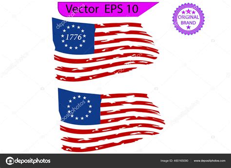 Betsy Ross 1776 Stars Distressed Flag Star Flag 1776 Flag Stock Vector