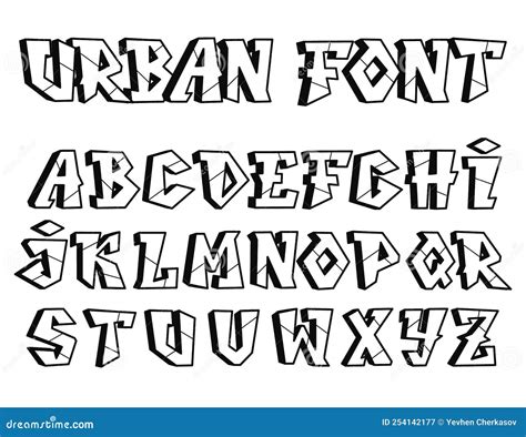 Grafitis Letras Fontvector Línea Dibujada A Mano Ilustración Letras De