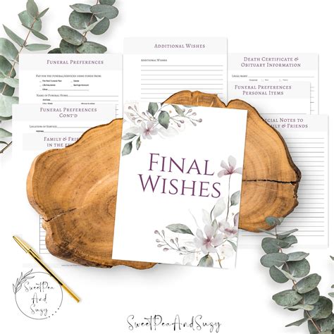 Final Wishes, Printable End of Life Planner, Let Your Family Know Your